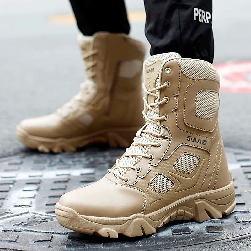 Botas tácticas para hombre, nuevas, de invierno, para combate, hasta el tobillo, antideslizantes, para trabajo, seguridad, botas militares, impermeables, para motocicleta.