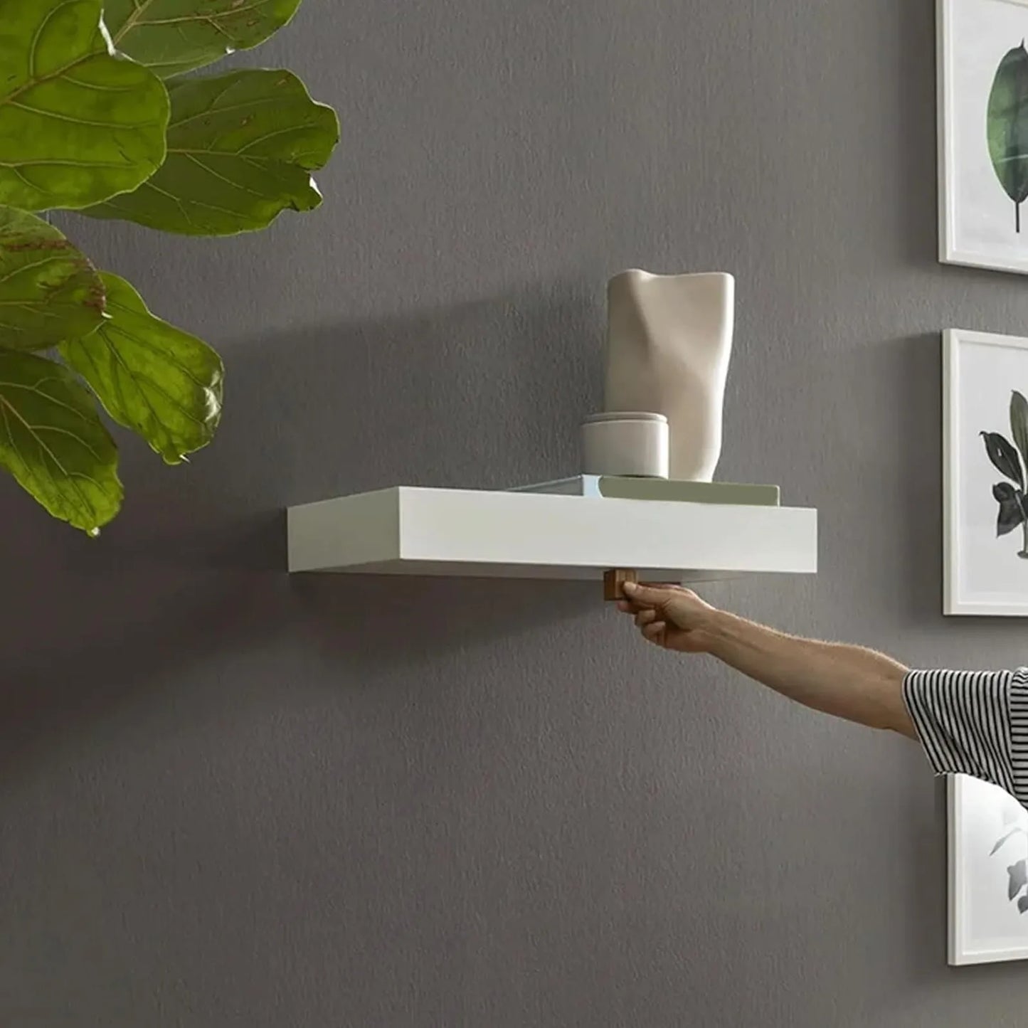 Estantería de almacenamiento con compartimento, estantería flotante oculta, solución de almacenamiento de pared, decoración moderna para el hogar, para sala de estar