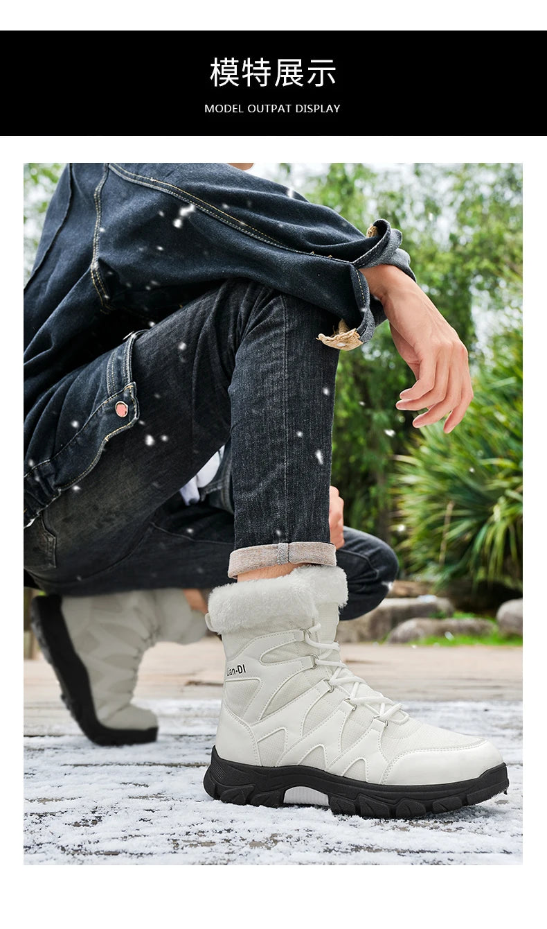 Nuevas botas de invierno para hombre, cálidas y afelpadas, hasta media pantorrilla, para exteriores, antideslizantes, impermeables, para nieve, zapatos de algodón a la moda para hombre.