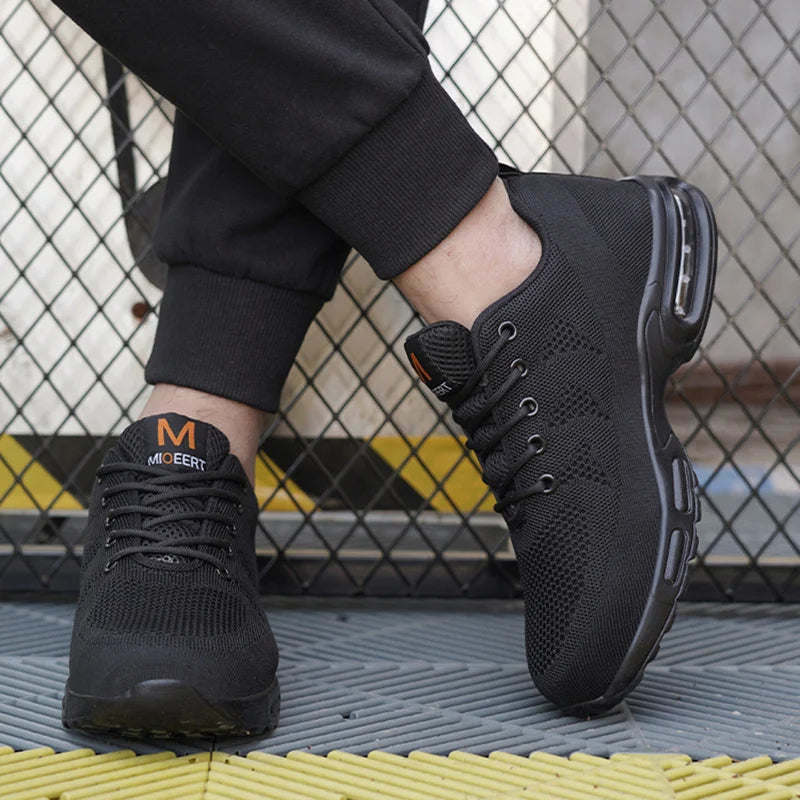 Calzado de seguridad para hombre, botas de trabajo ligeras, zapatillas con cámara de aire, zapatos de trabajo antiperforación, zapatos indestructibles con puntera de acero.