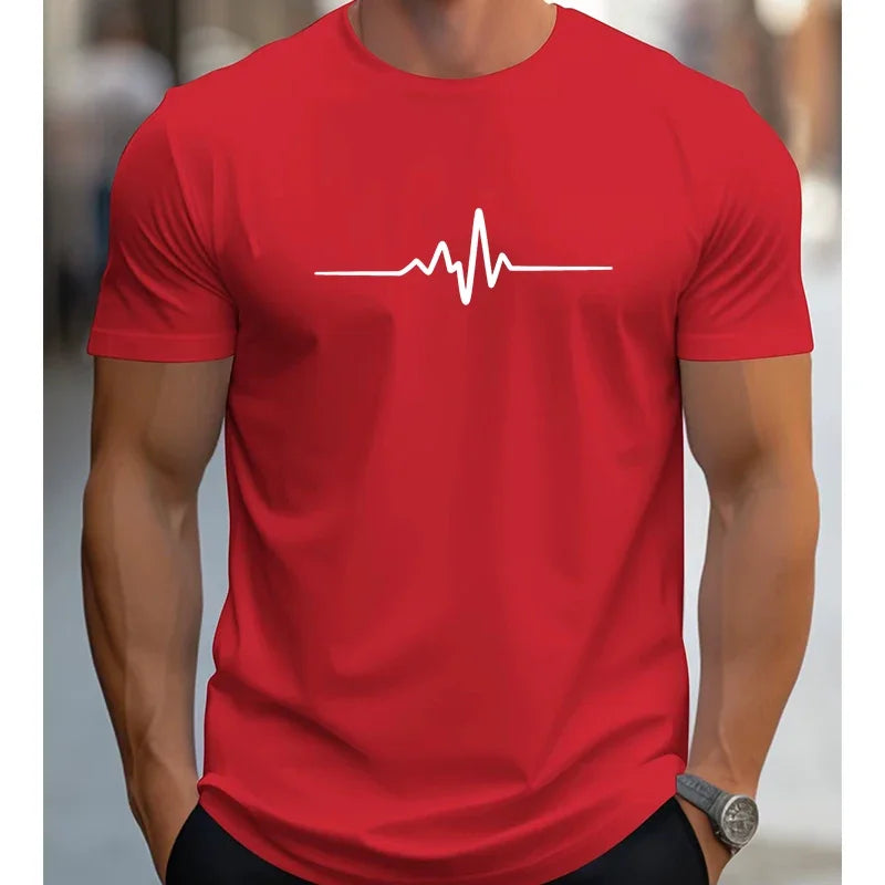 Camiseta deportiva informal de manga corta con cuello redondo y estampado gráfico creativo de talla holgada de verano 100 % algodón para hombre 2025