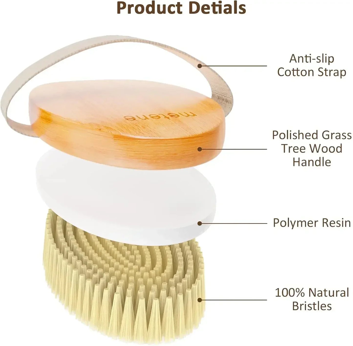 Cepillo corporal exfoliante cerdas naturales | Piel seca | Mejora la circulación, evita pelos encarnados | limpieza profunda