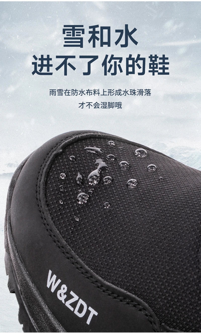 Botas de nieve altas antideslizantes para hombre, para deportes al aire libre, estilo noreste, gruesas, cálidas e informales, de algodón, con terciopelo impermeable.