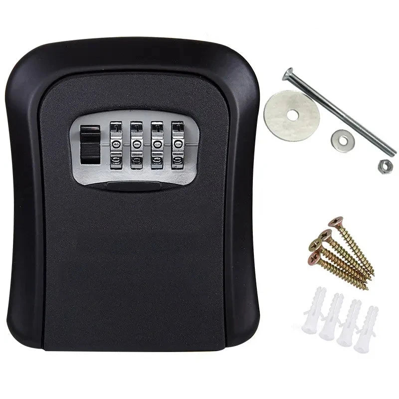 Caja de código de 4 dígitos, instalación gratuita, caja de llave con contraseña para exteriores, gancho de bloqueo extendido, alambre de acero, almacenamiento de llaves para colgar, llave impermeable