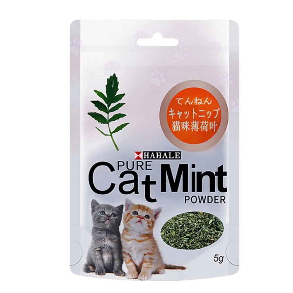 Polvo de menta natural para gatos (5 g/paquete) - Golosinas con sabor a hierba gatera para limpiar la boca de los gatitos