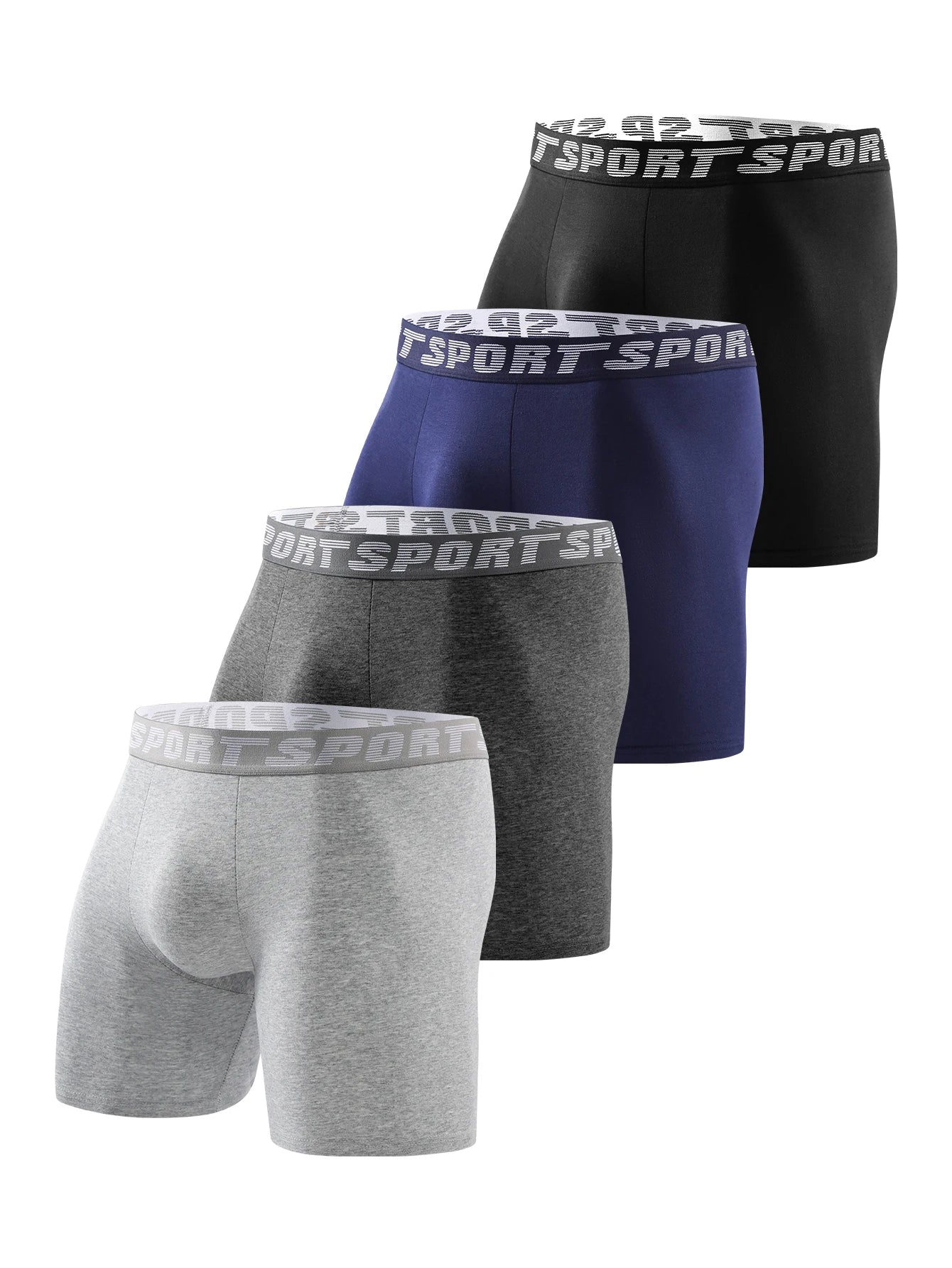 4 piezas de ropa interior deportiva para hombre, pantalones deportivos suaves, transpirables y cómodos, calzoncillos largos modernos y personalizados.