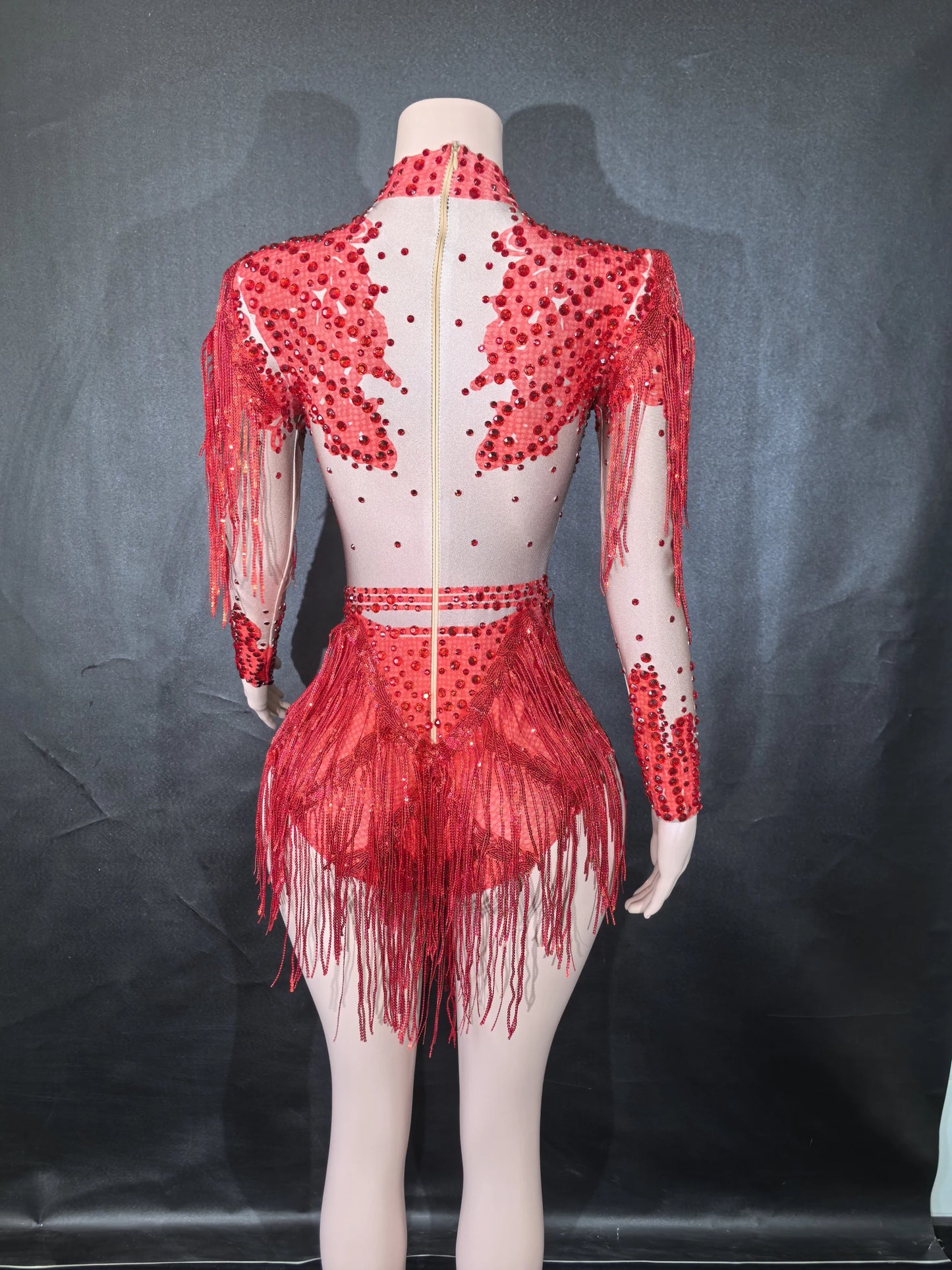Sexy Skinny Leotard Singer Dancer Show StageWear Sparkly Blue Rhinestones Women DanceCostume Fringes One Shoulder Bodysuit 7G