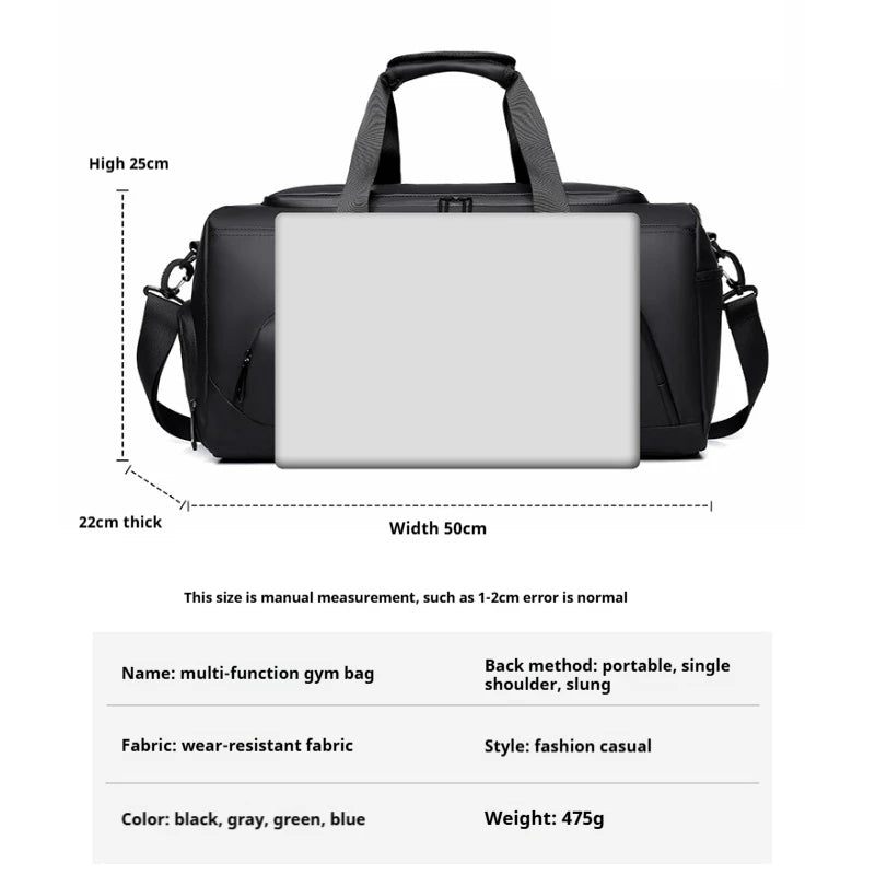 Bolsa deportiva de gimnasio, bolso de mano de gran capacidad, bolsa de viaje portátil, multicompartimento con espacio para guardar zapatos, perfecta para vacaciones y gimnasio.