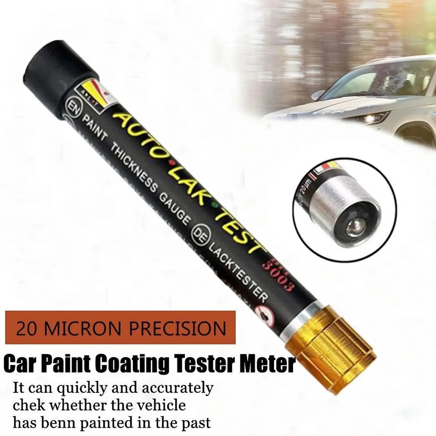 Medidor de espesor de pintura para coche, 1 unidad, para comprobar la pintura de coches, con escala de punta magnética.