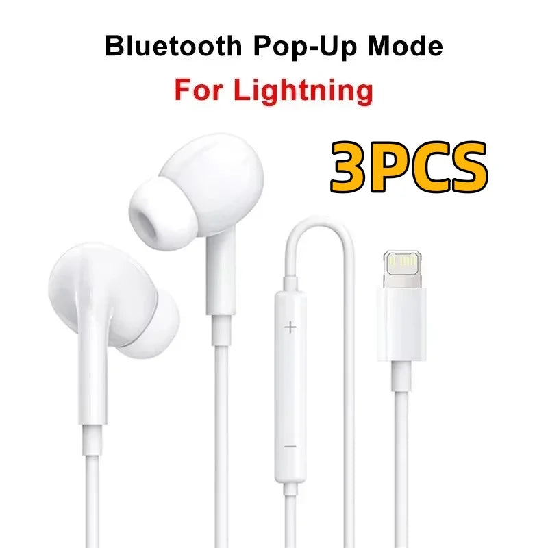 Auriculares originales con cable Bluetooth para Apple iPhone 14 Pro Max 13 12 11 X XS XR 8 7 6 Plus, accesorios para teléfono