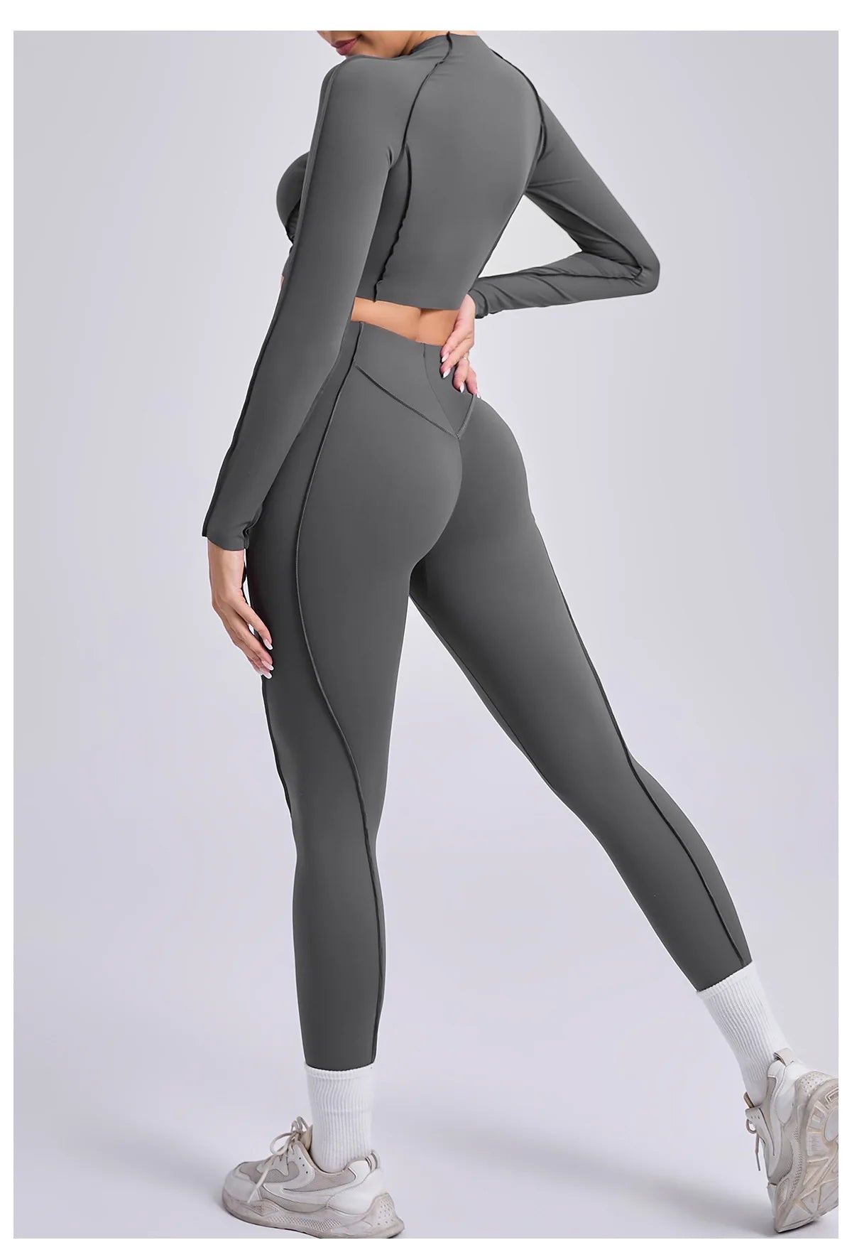 Yoga Set Workout Tracksuits 2 Pieces Gym Clothes Sportswear Yoga Suits For Women Fitness Set Sports Long Sleeved Gym Leggings