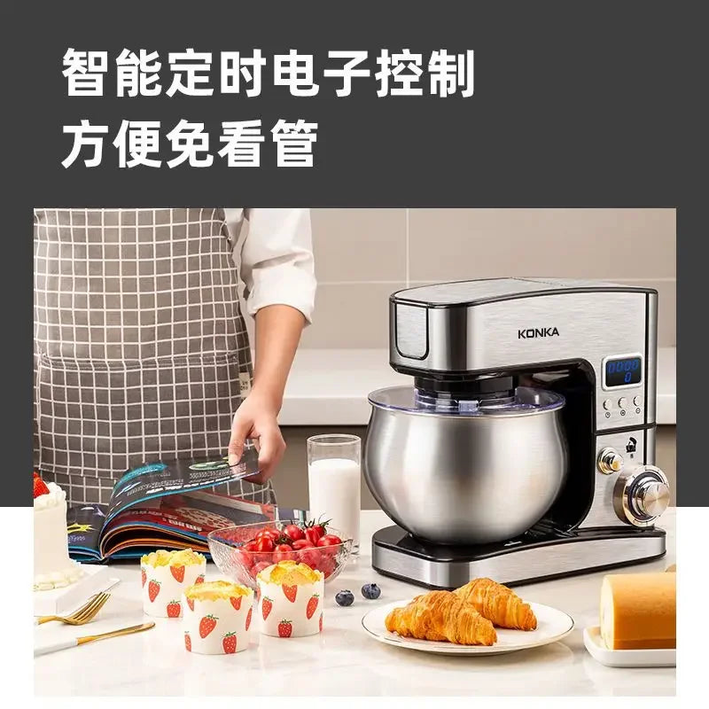Máquina de chef multifuncional, mezcladora de masa totalmente automática con temporizador inteligente, batidora de huevos de escritorio para el hogar, comercial
