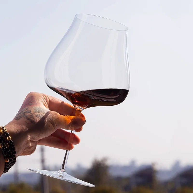 Copa de vino francesa de lujo de Borgoña, cristal, hecha a mano, extremadamente fina, con aroma a copa ampliada.