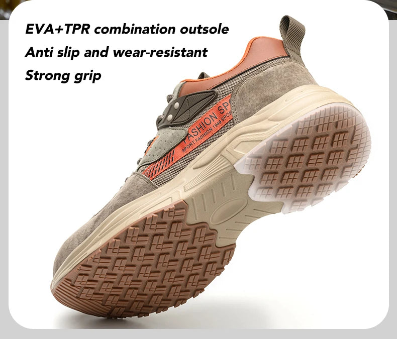 Zapato de trabajo antiperforación para hombre, zapatillas de trabajo de seguridad transpirables con puntera de acero, zapatos indestructibles, botas de trabajo transpirables.