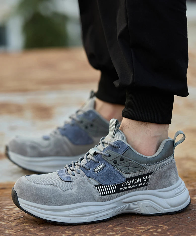 Zapato de trabajo antiperforación para hombre, zapatillas de trabajo de seguridad transpirables con puntera de acero, zapatos indestructibles, botas de trabajo transpirables.