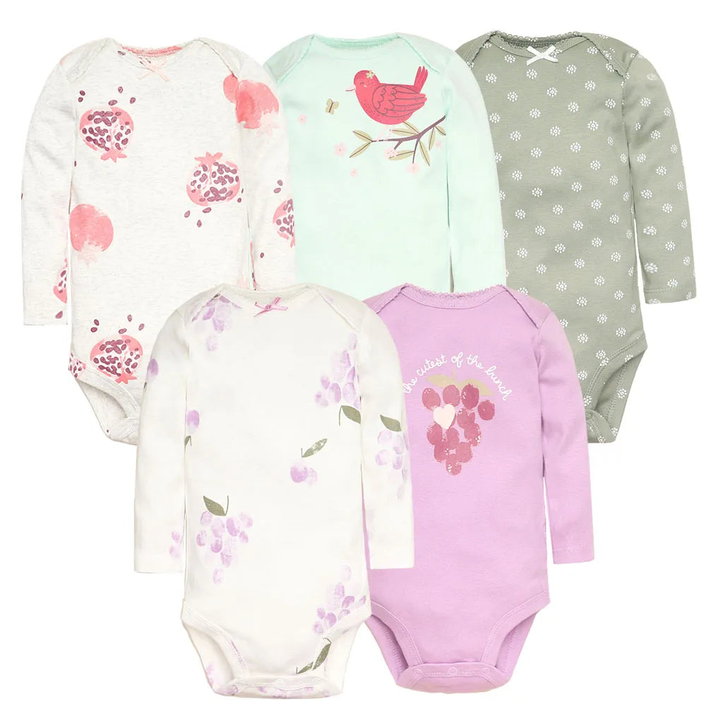 Conjunto de 5 piezas de monos para bebé niño y recién nacido, ropa para niña pequeña, 100 % algodón, suave, con dibujos animados