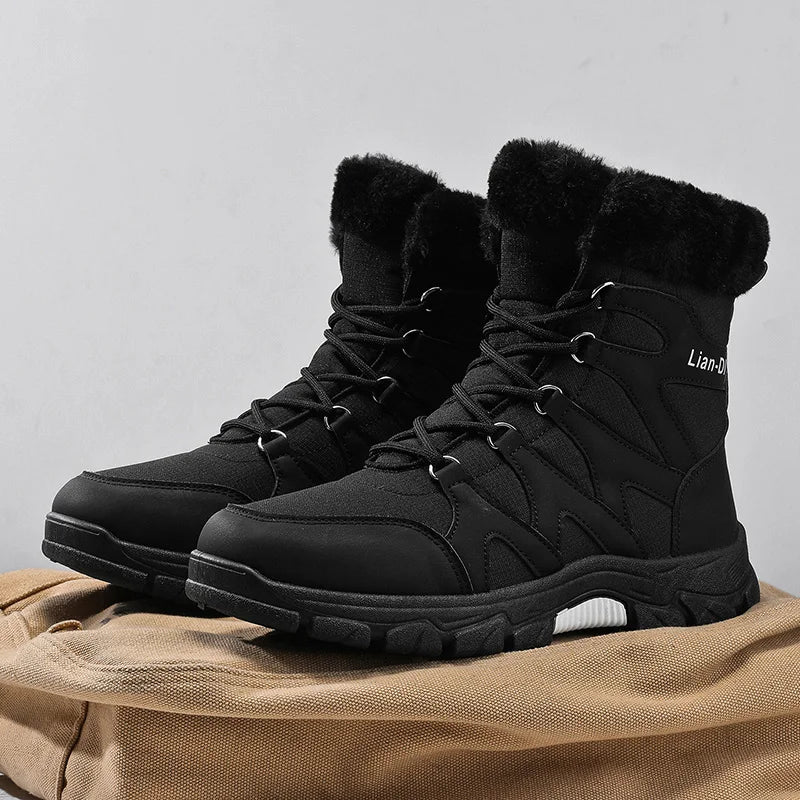 Nuevas botas de invierno para hombre, cálidas y afelpadas, hasta media pantorrilla, para exteriores, antideslizantes, impermeables, para nieve, zapatos de algodón a la moda para hombre.