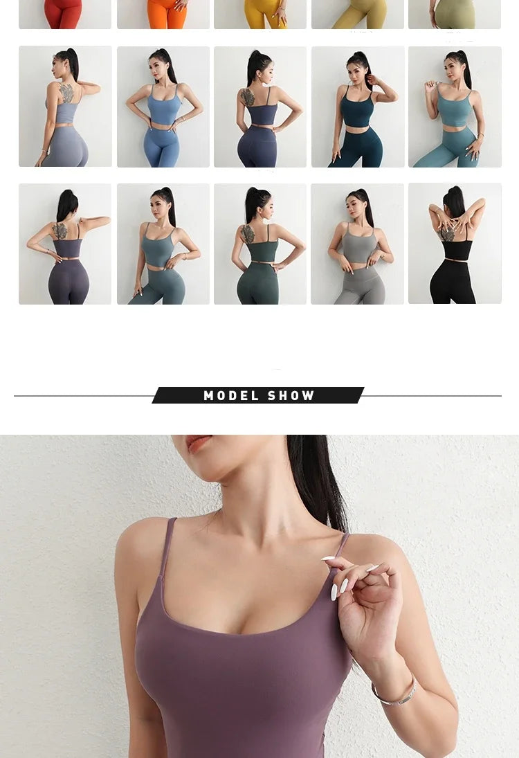 Women Yoga Suit Adjustable Sling Strap Sports Bra U Cut Scrunch Butt Workout Leggings Butt Lifting Excluding pants