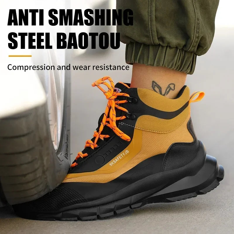 Zapatos de seguridad antisalpicaduras para hombre, botas de trabajo resistentes al desgaste, zapatos con punta de acero, zapatos protectores a prueba de pinchazos, zapatillas de seguridad