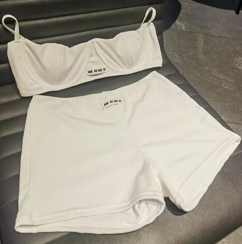 Black And White Female Biquini 2025 New Sexy Low Waist Bikini Sets Women Swimsuit Solid Swimwear Summer Bathing Suit Beachwear