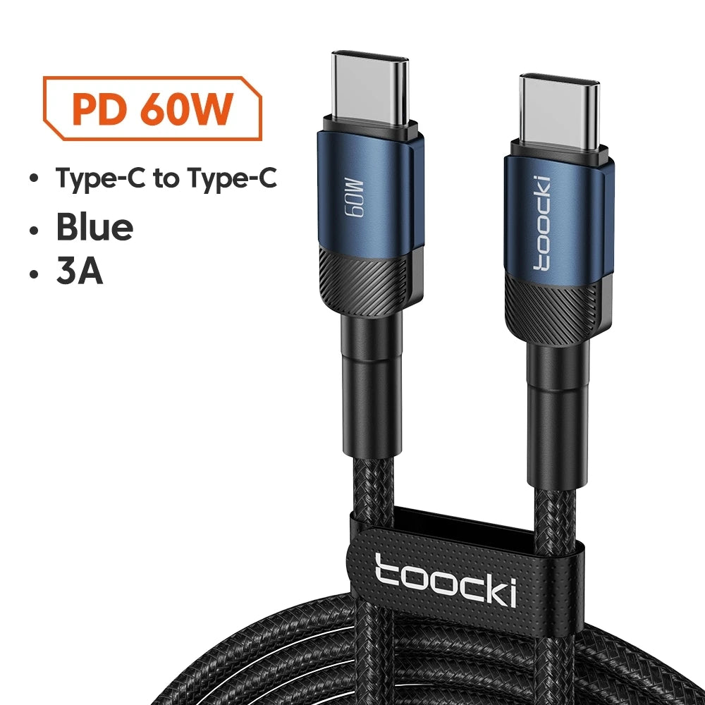 Cable Toocki de 100 W tipo C a USB C PD 3.0 de carga rápida 4.0 de tipo C a tipo C para iPhone 15, MacBook, Samsung y Xiaomi