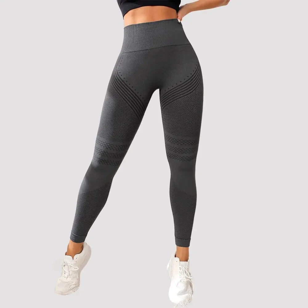 Pantalones de yoga de punto sin costuras de cintura alta para mujer, pantalones ajustados de fitness, pantalones deportivos de nueve puntos para correr, pantalones de gimnasio, realce de glúteos.