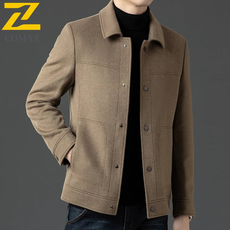 2025 Winter Wool Jacket Male New High Fashion Business Casual Thickening Coat Classic Business Style Windproof Warm TrenchCoat