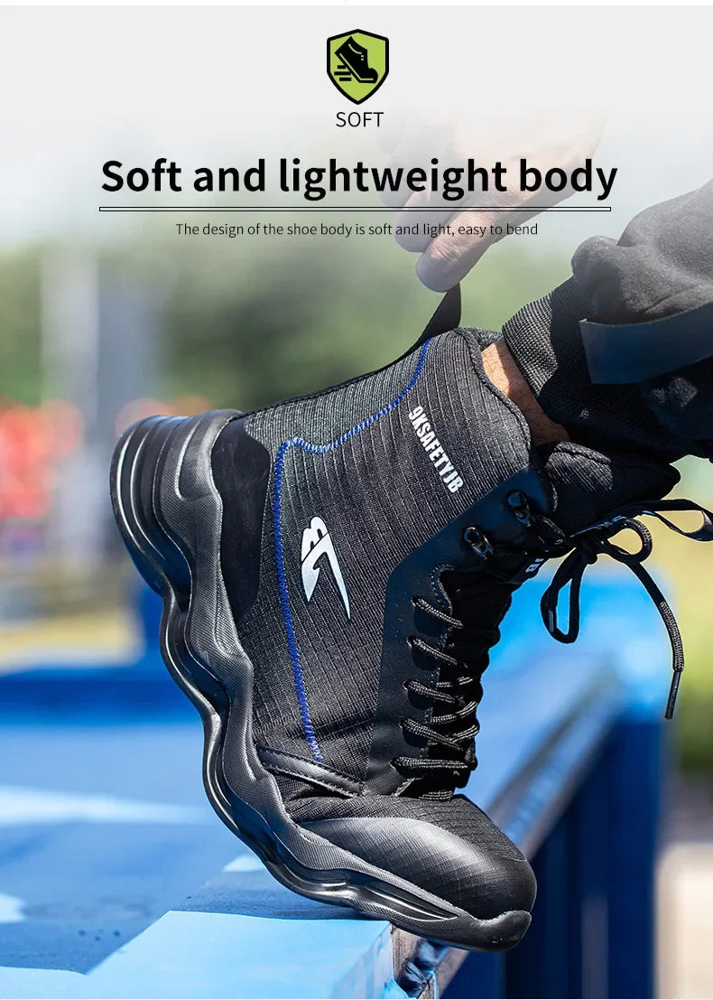 2024 Nuevos zapatos de seguridad para hombre, botas altas de trabajo, zapatillas de trabajo con puntera de acero, botas de trabajo antigolpes y a prueba de pinchazos, zapatos indestructibles