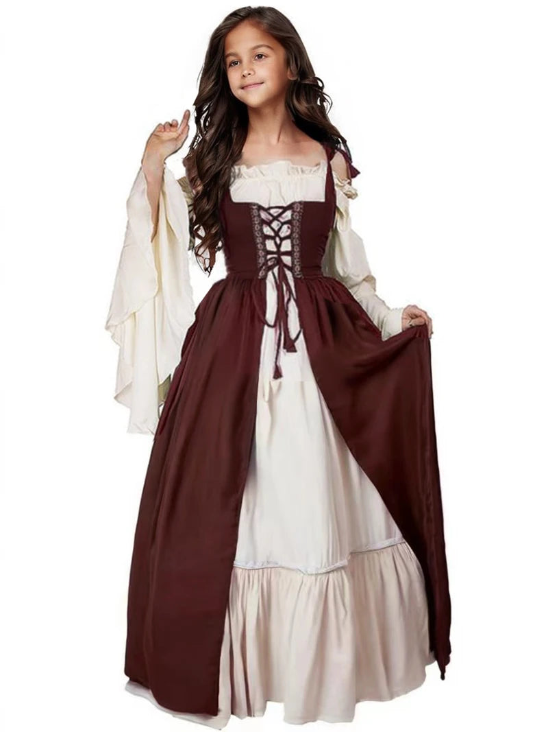 Cosplay Girls Medieval Renaissance Costumes Suit Dress Victorian Princess Steampunk Long Dress Plus Size