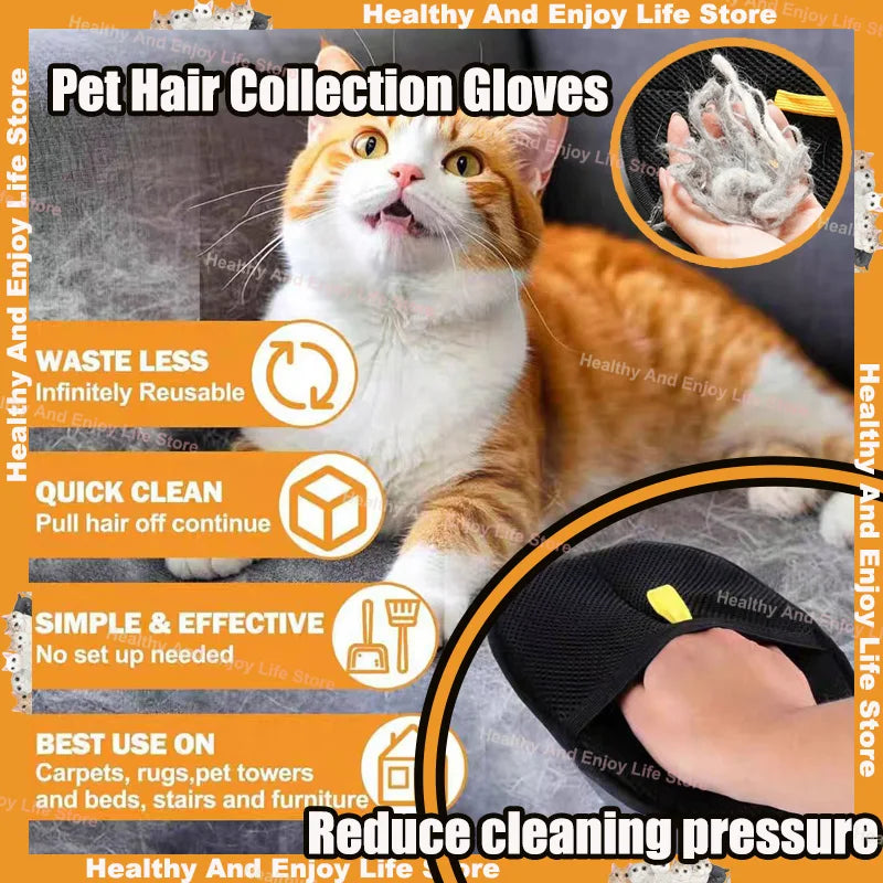 Guantes de limpieza y recogida de pelo de mascotas. Guante de belleza multifuncional de doble cara para mascotas. Reduce la presión de tener una mascota.