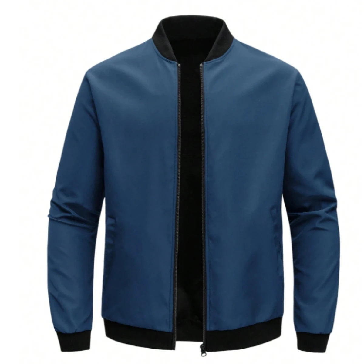 Chaqueta corta holgada de color liso con cuello de béisbol para hombre, abrigo fino informal de negocios, tendencia primavera-otoño 2024