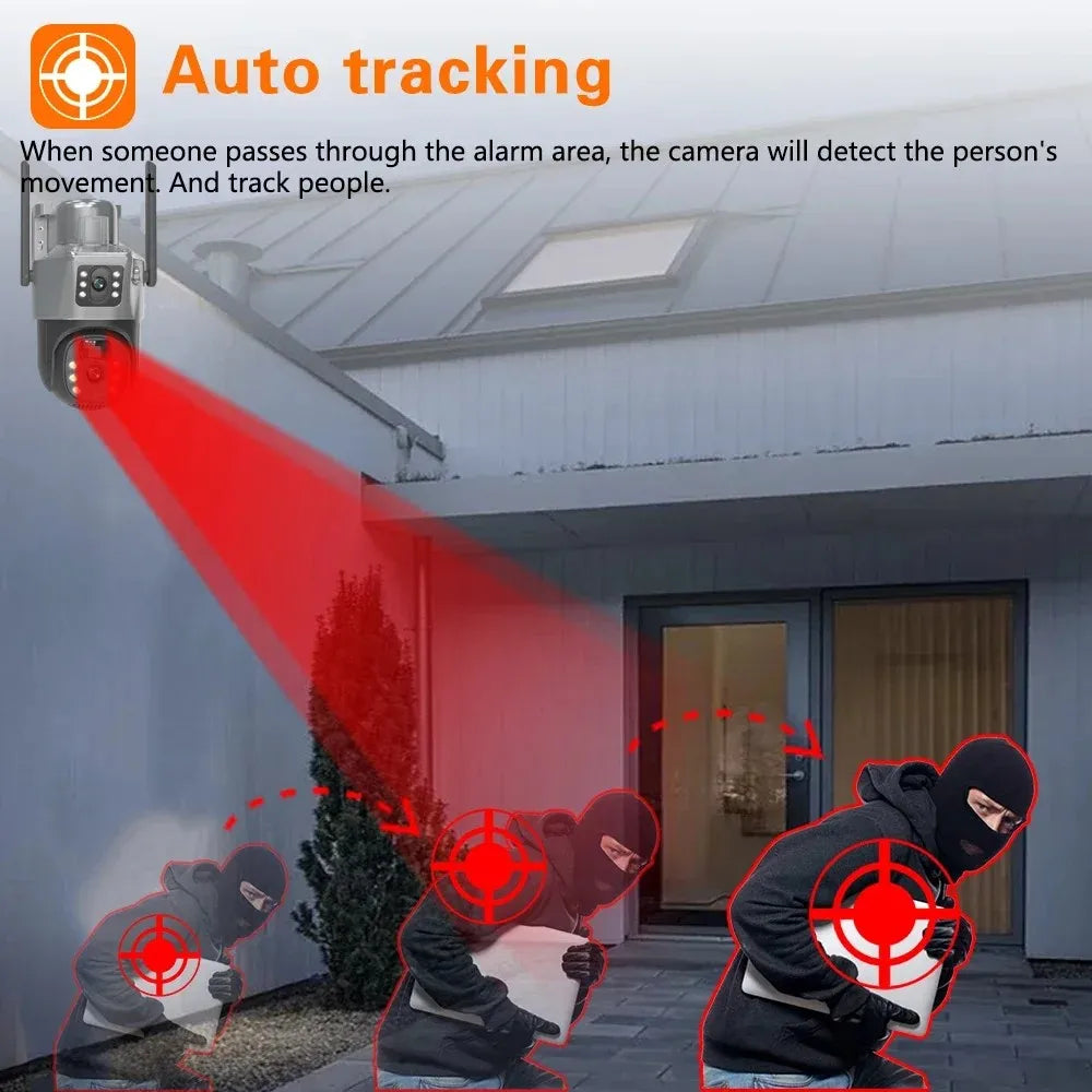 Cámara de vigilancia inalámbrica Wifi 4G IP CCTV, seguridad y protección para el hogar inteligente, monitor 360°, exterior, visión nocturna HD.