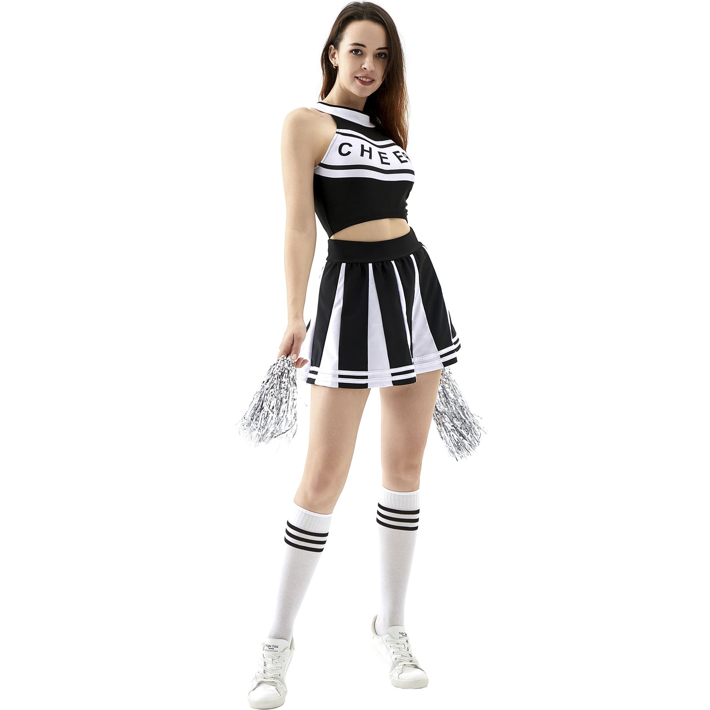 New sexy female student cheerleading costume women's adult cheerleading uniform dance uniform sleeveless crop top with mini p