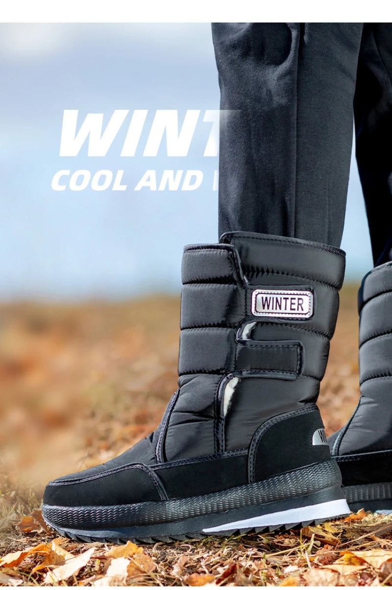 Botas de nieve gruesas, antideslizantes, cálidas, de terciopelo, para hombre y mujer, de algodón, para invierno.