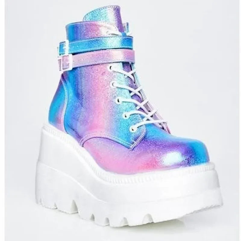 Brand Design  Big Sizes  Platform High Heels Cosplay Fashionable Autumn Winter Wedges Shoes Ankle Boots Women Booties 2024