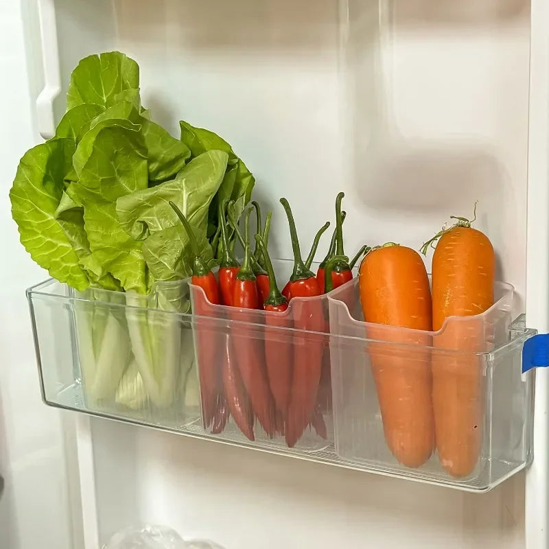 1/6 cajas de almacenamiento para puerta lateral de refrigerador, portátiles, para conservar verduras y frutas, de plástico de grado alimenticio para cocina.