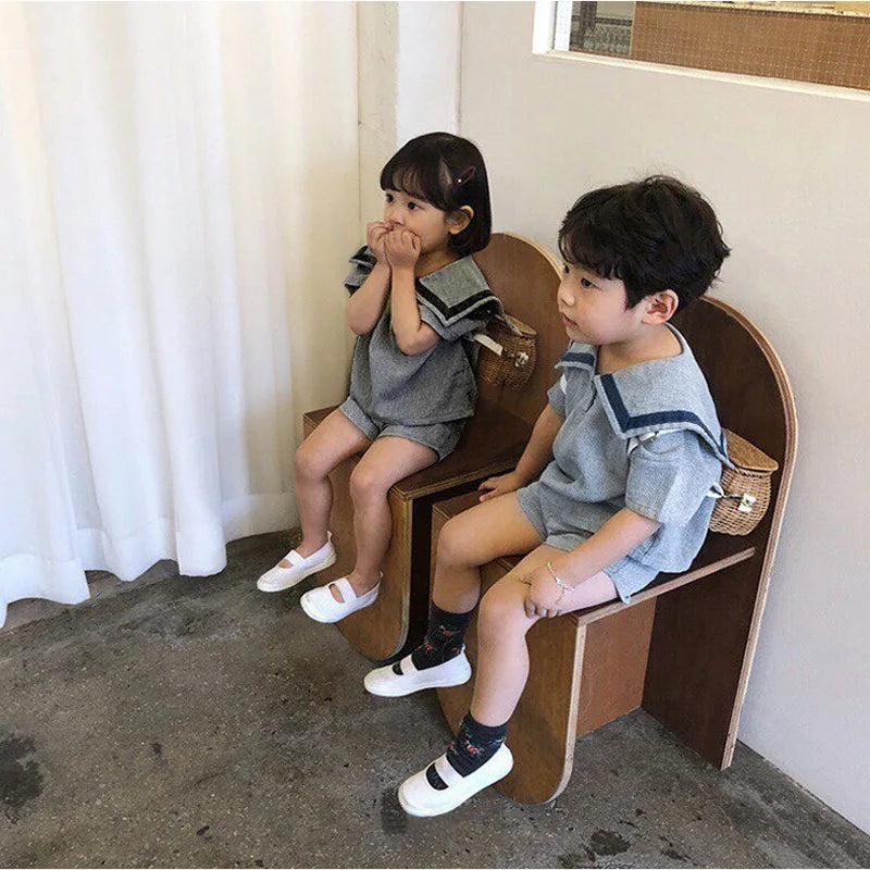 Conjuntos de ropa para niños y niñas, de muselina, con top y pantalones cortos, 2 piezas, traje de algodón español para bebé.