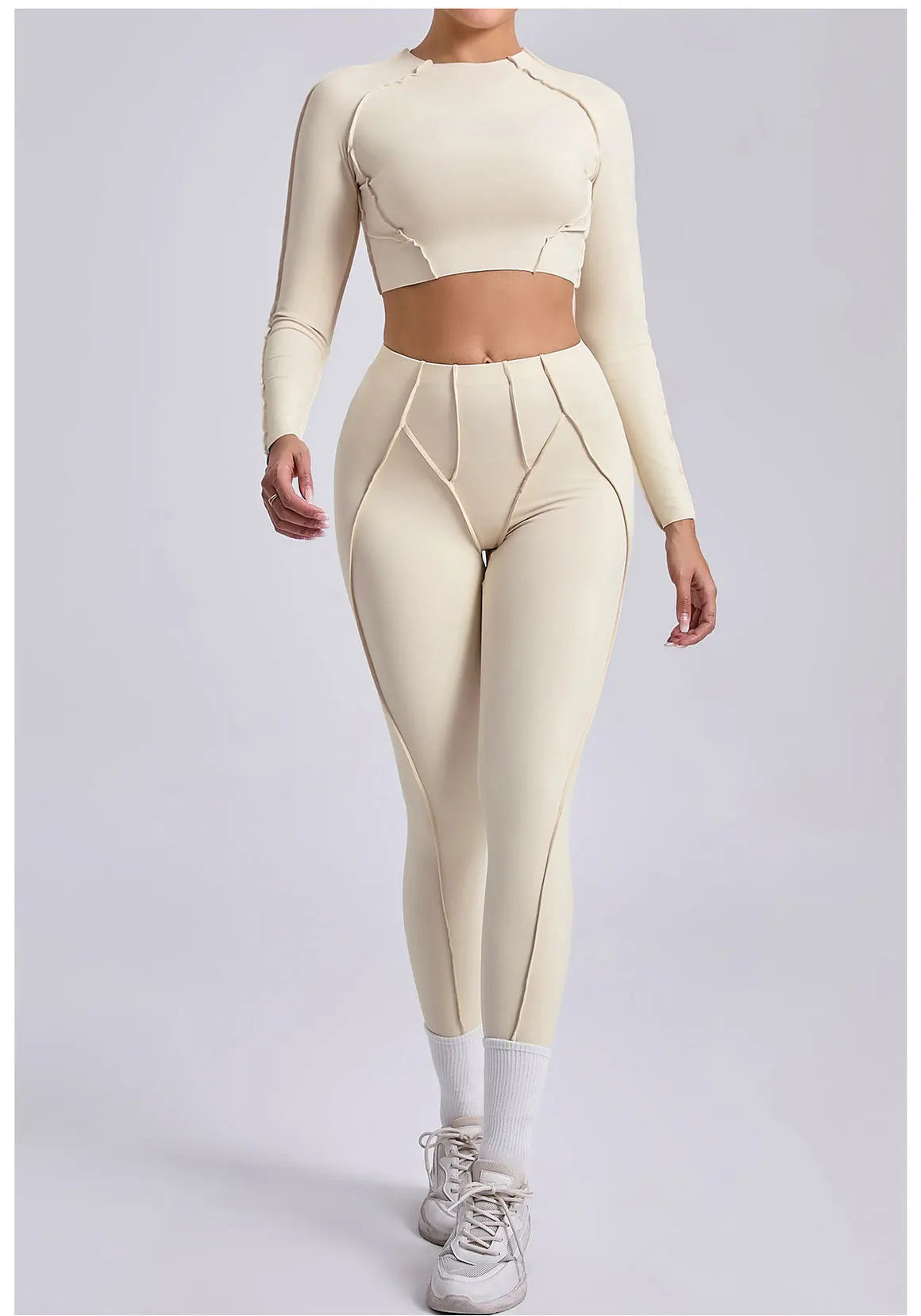 Yoga Set Workout Tracksuits 2 Pieces Gym Clothes Sportswear Yoga Suits For Women Fitness Set Sports Long Sleeved Gym Leggings