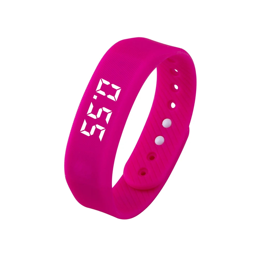 Pulseras inteligentes digitales LED, reloj inteligente resistente al agua, podómetro para correr, monitor, alarma de vibración y recordatorio.