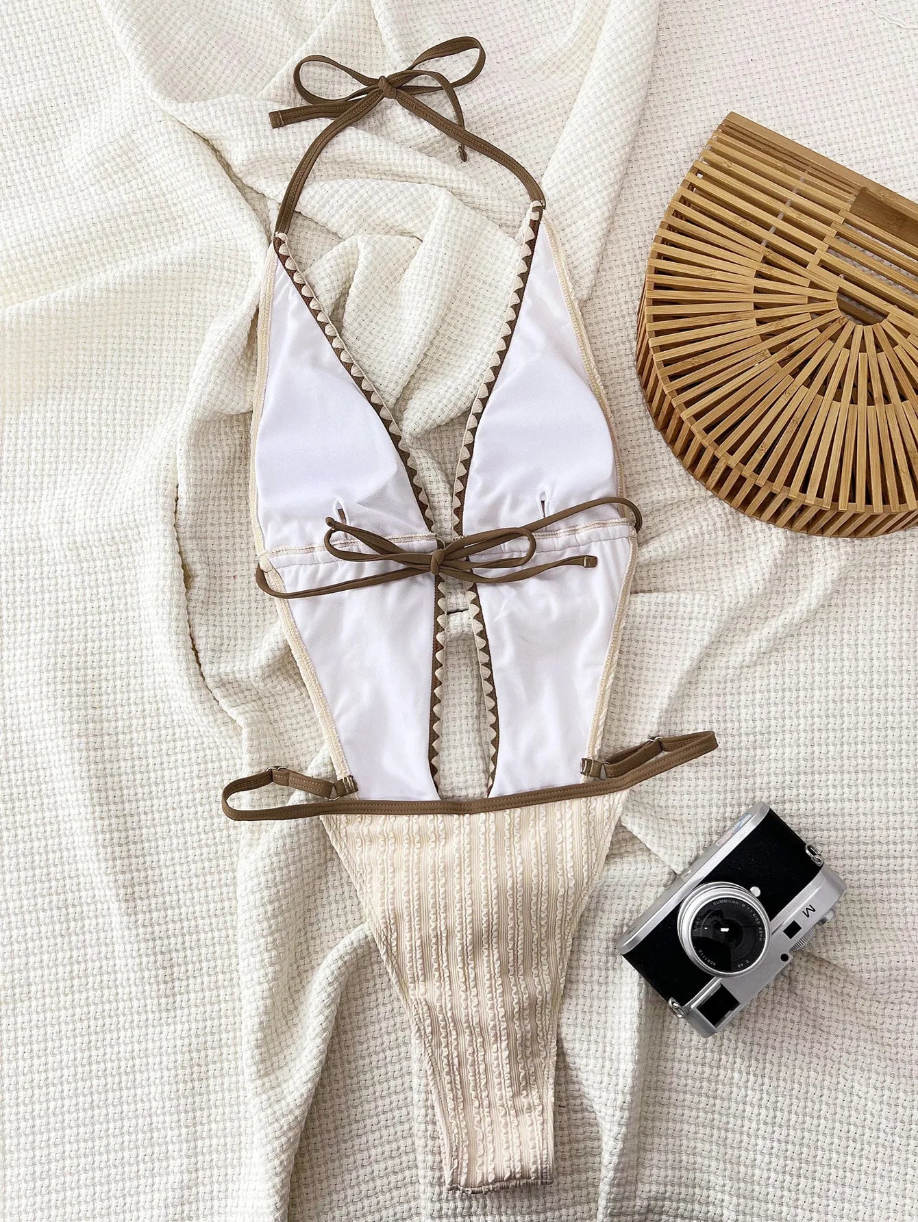 Traje de baño de una pieza sin espalda, bikini sexy para mujer, monokini, traje de baño ajustable, ropa de playa de vendaje, traje de baño femenino, Dropshipping
