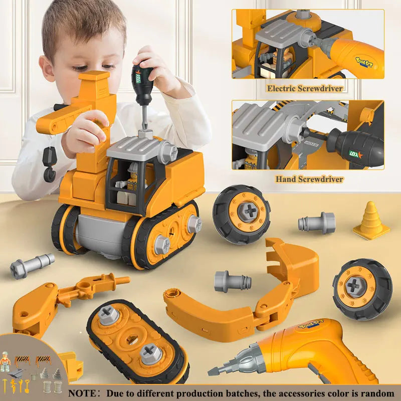 Vehículo de ingeniería para niños, taladro eléctrico, herramientas, juguetes, juegos educativos ensamblados, herramientas para niños, regalo de construcción con tuercas