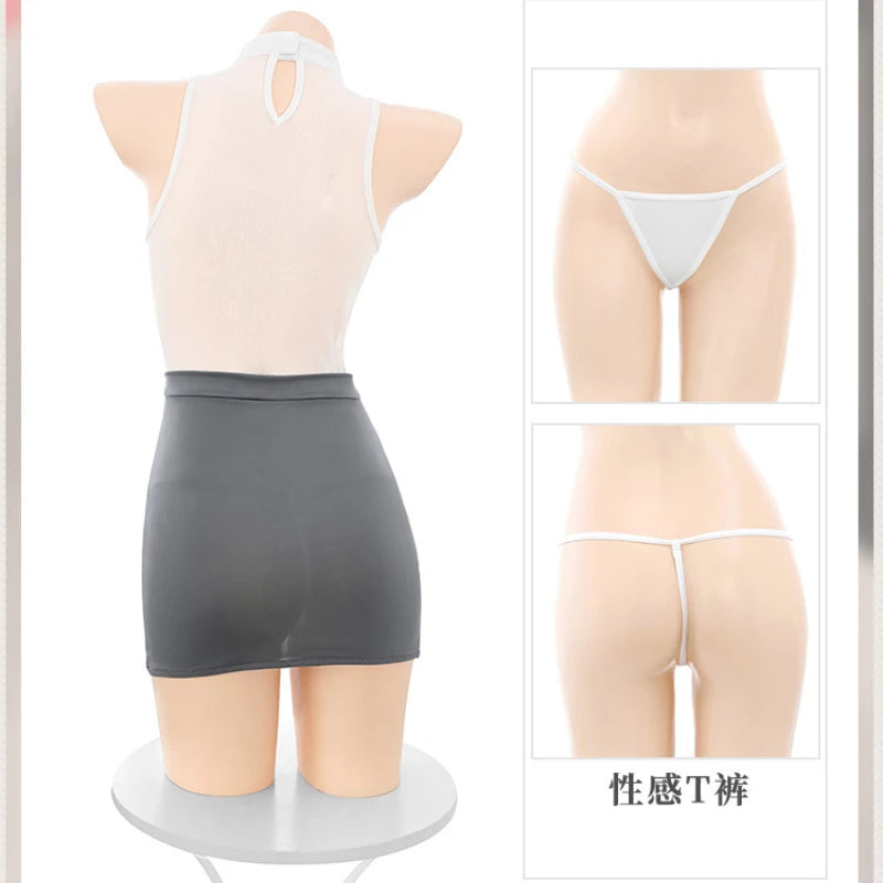 Uniforme de lencería de secretaria de talla grande 3XL, para maestra de escuela, cosplay, japonés, para club de mayores, oficina, disfraces de rol, vestido ajustado