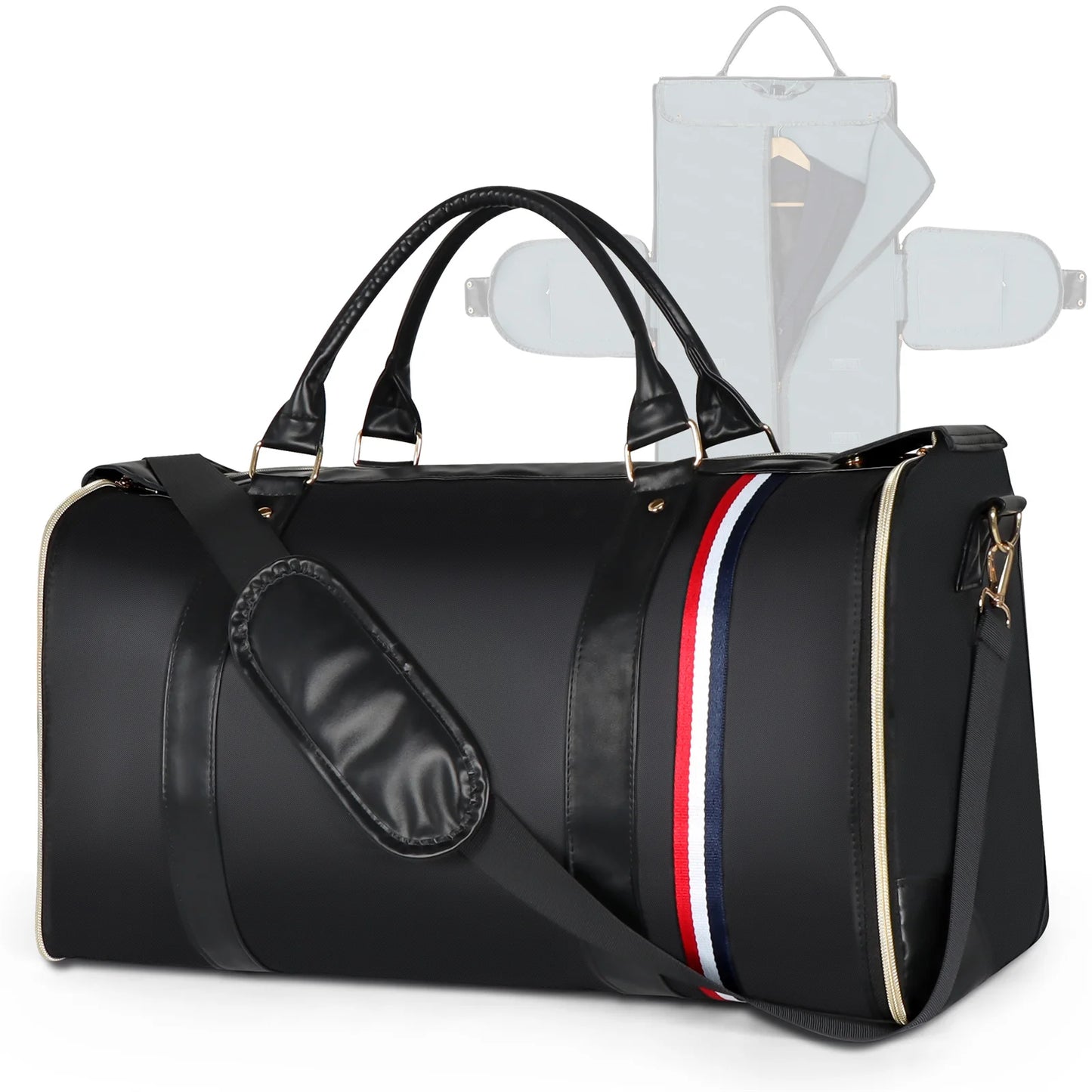 Bolsa de almacenamiento de trajes plegable de gran capacidad, impermeable, de cuero PU, con correa para el hombro, maleta de viaje para viajes de negocios.