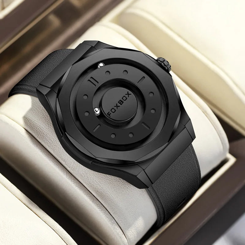 FOXBOX Reloj de negocios de lujo para hombre, resistente al agua hasta 30 m, diseño personalizado, correa de acero inoxidable, reloj de cuarzo para hombre, regalo de moda