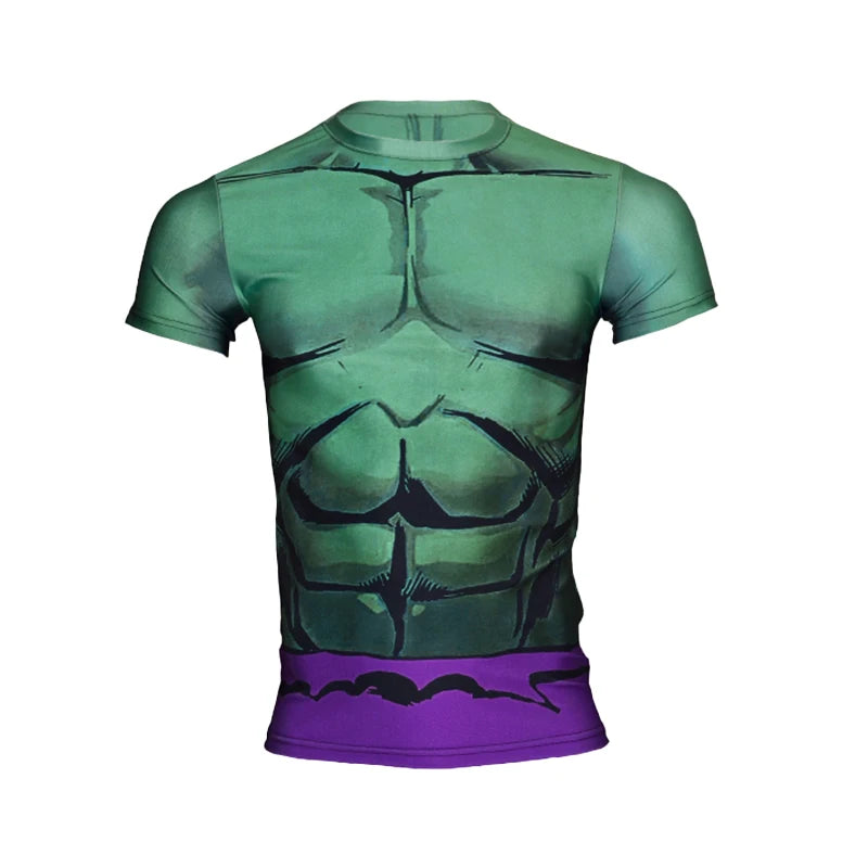 Ropa deportiva Marvel, camiseta de compresión de manga corta para hombre, para entrenamiento, deportes atléticos, fitness, gimnasio, running.