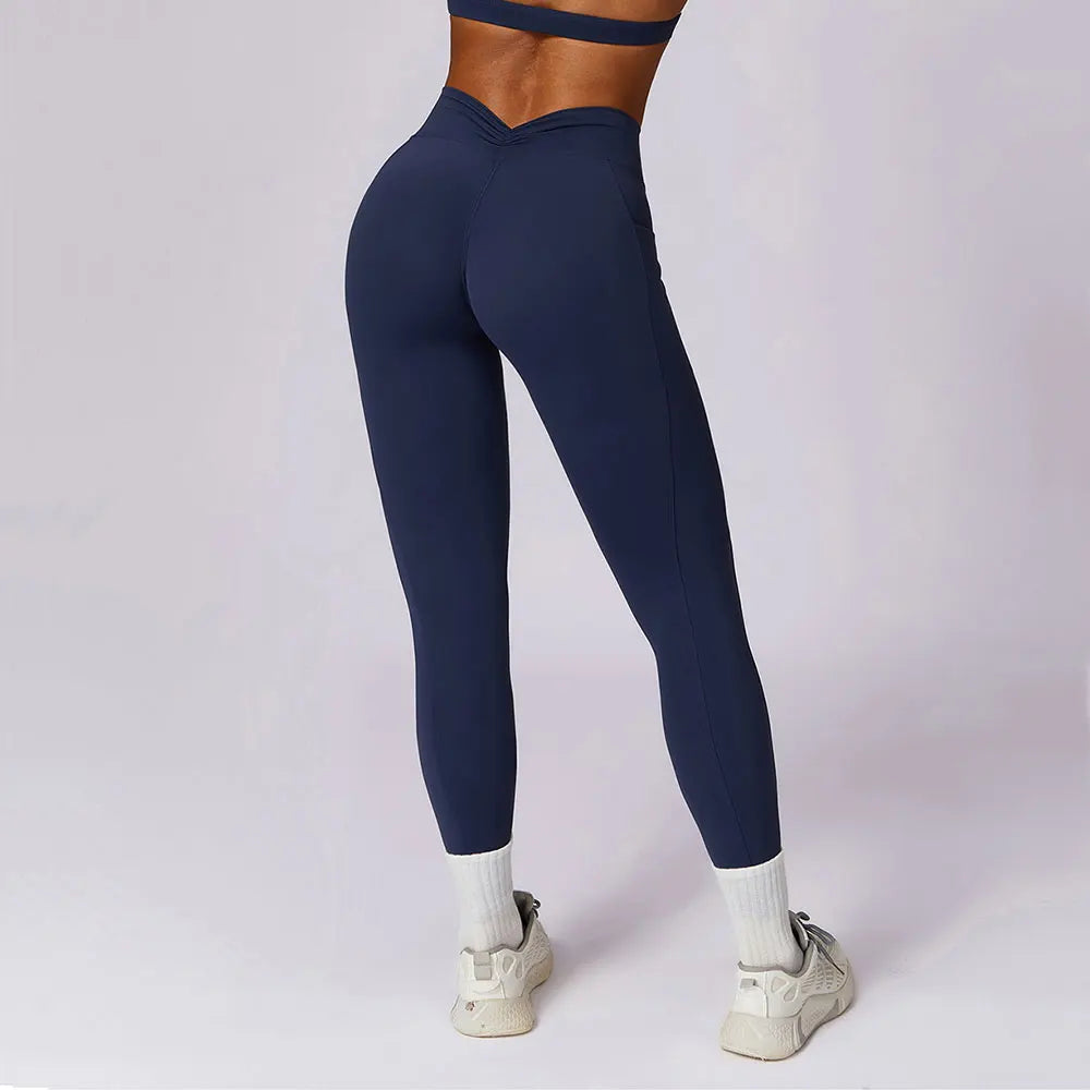 V-shaped Back Yoga Pants High Waist Leggings Gym Workout Tights Sport Women Fitness Female Legging Tummy Control Running Tights