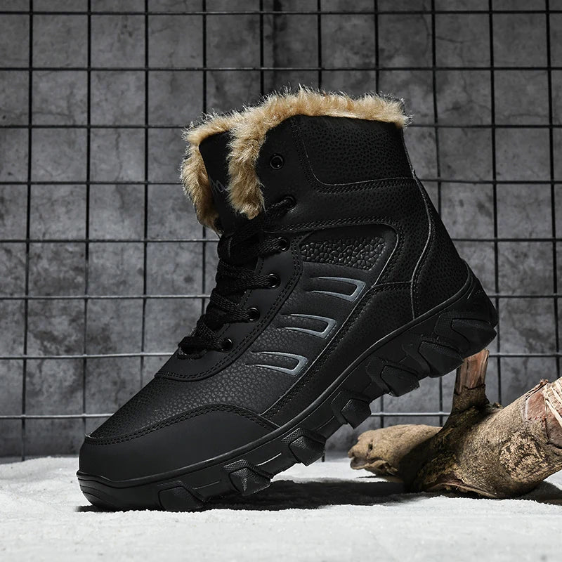 Botas de invierno para hombre, zapatillas cálidas, impermeables, antideslizantes, de felpa, de cuero, talla grande 48, novedad de 2024
