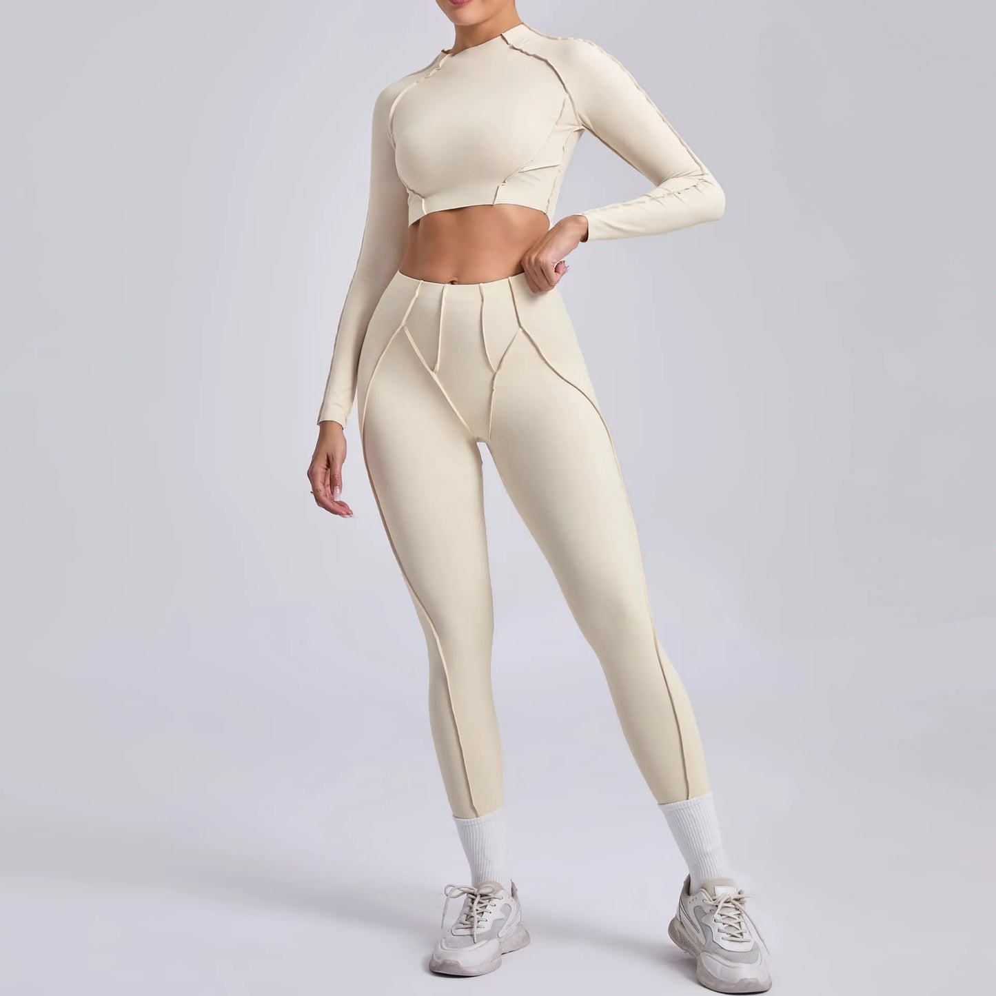 Yoga Set Workout Tracksuits 2 Pieces Gym Clothes Sportswear Yoga Suits For Women Fitness Set Sports Long Sleeved Gym Leggings