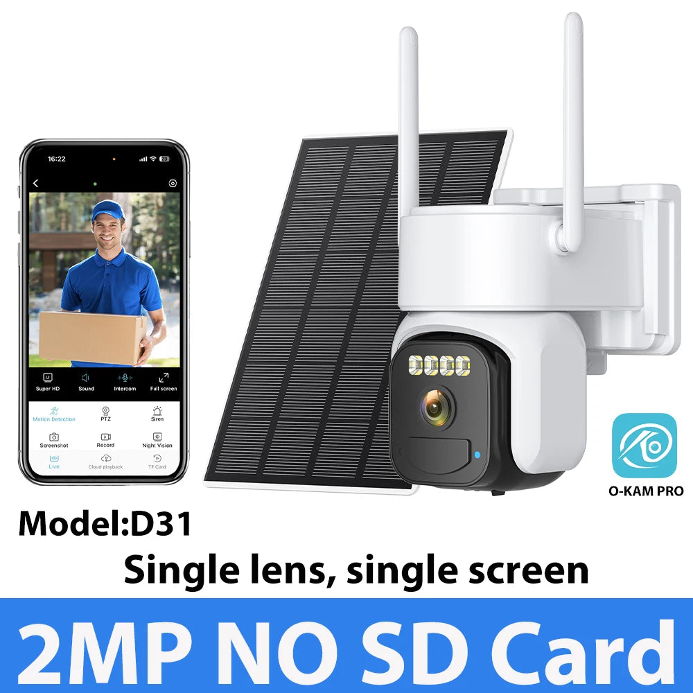 Cámara de seguridad exterior inalámbrica WiFi solar de 10 MP y 5K con doble lente, doble pantalla, seguimiento automático y zoom digital 5X. Incluye doble lente y doble pantalla.