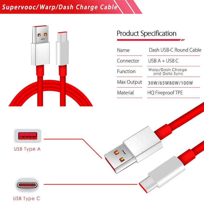Cable original para OnePlus 13, 12 y 11, 150 W, 100 W y 80 W Supervooc 2.0 Warp, USB tipo C, carga rápida, OnePlus 10T, Nord CE 5, 4, 10, Ace 3